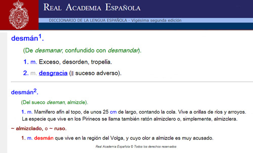 Galemys pyrenaicus acepciones desman castellano 500